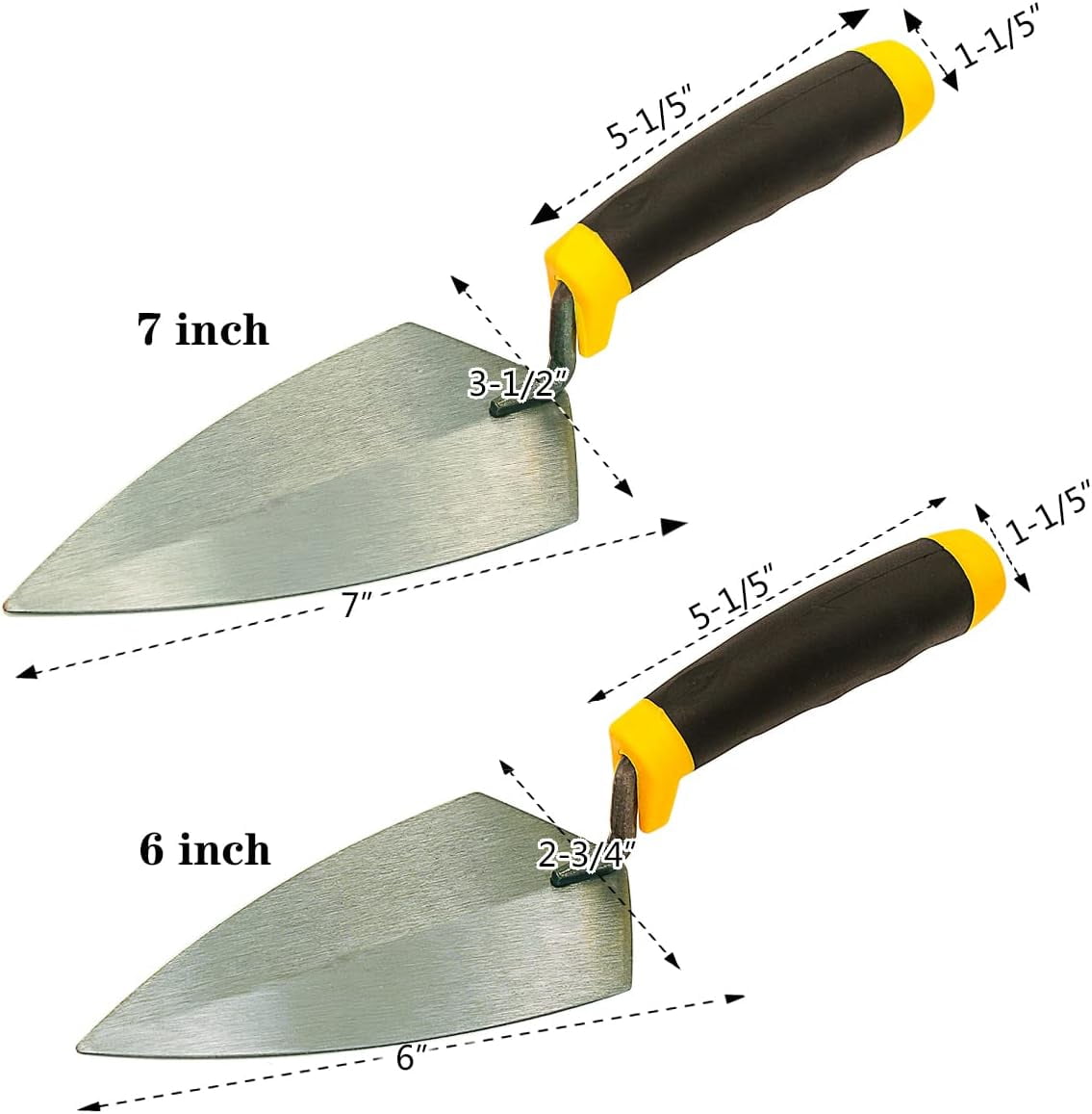 UKLL-Pointing Brick Trowel Set 4 PC (6" & 7" & 8" & 9") Masonry Bricklaying Hand Tools Concrete Cement Plaster Mortar Finishing Kit