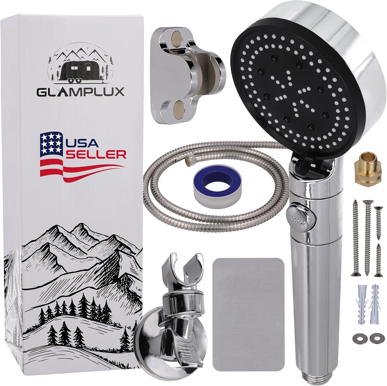 UKLL-RV Outdoor Shower Head Kit with Garden Hose Fitting and Suction ...