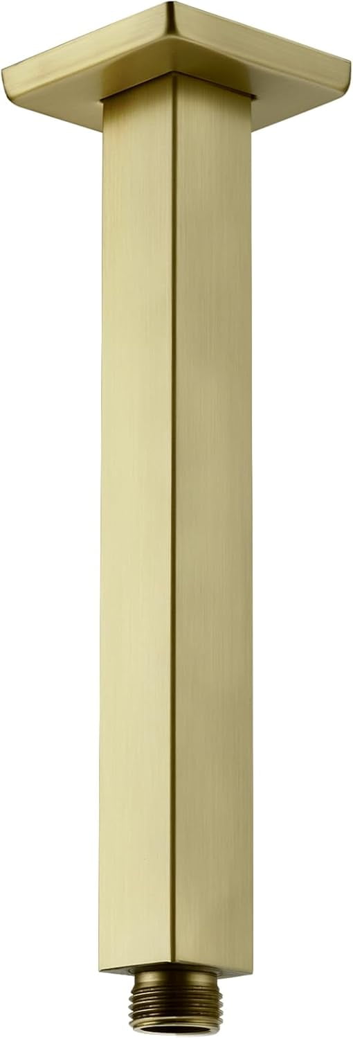 NearMoon Ceiling Mount Shower Arm - 12 Inch, Brushed Nickel, 1/2" NPT, With Flange, For Fixed Rain Shower Heads
