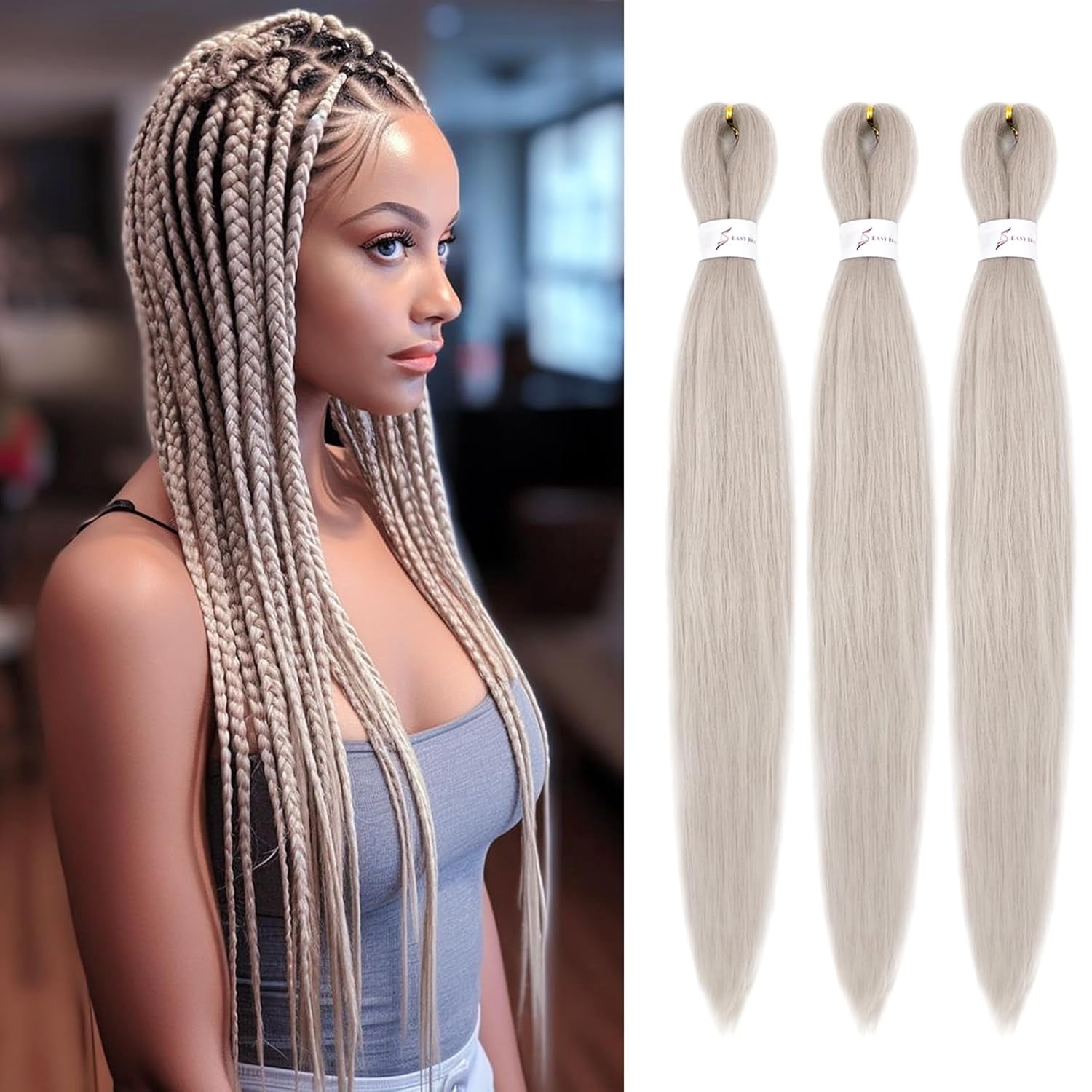 Luxiremi Pre Stretched Braiding Hair – 4 Bündel, 60 Cm, Burgund | Synthetisches Flechthaar Für Zöpfe & Extensions