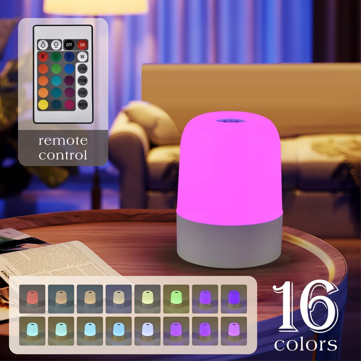 UKLL-Touch Lamp for Bedroom, Table Lamps Rechargeable, Remote Control ...