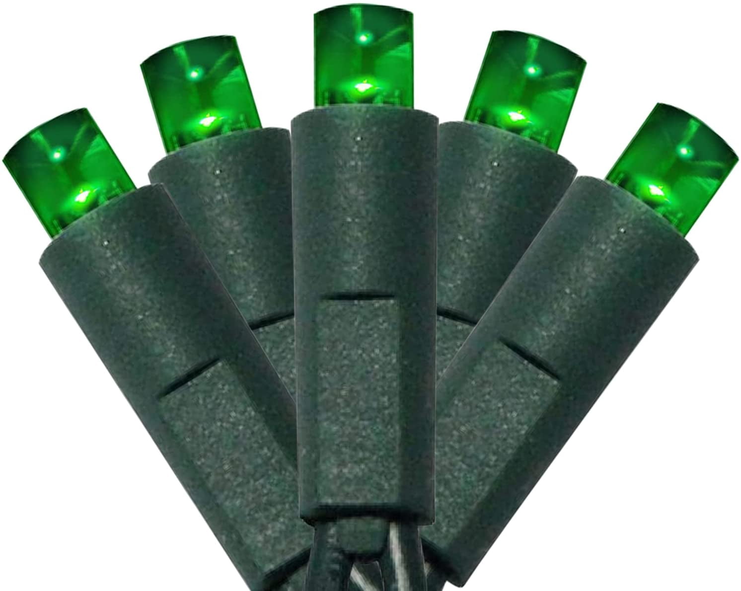 UL Listed 50-Count 5MM Wide Angle LED Christmas Lights – 17ft Green Wire, Warm White, Outdoor/Indoor Connectable String Lights For Garden, Patio, Trees