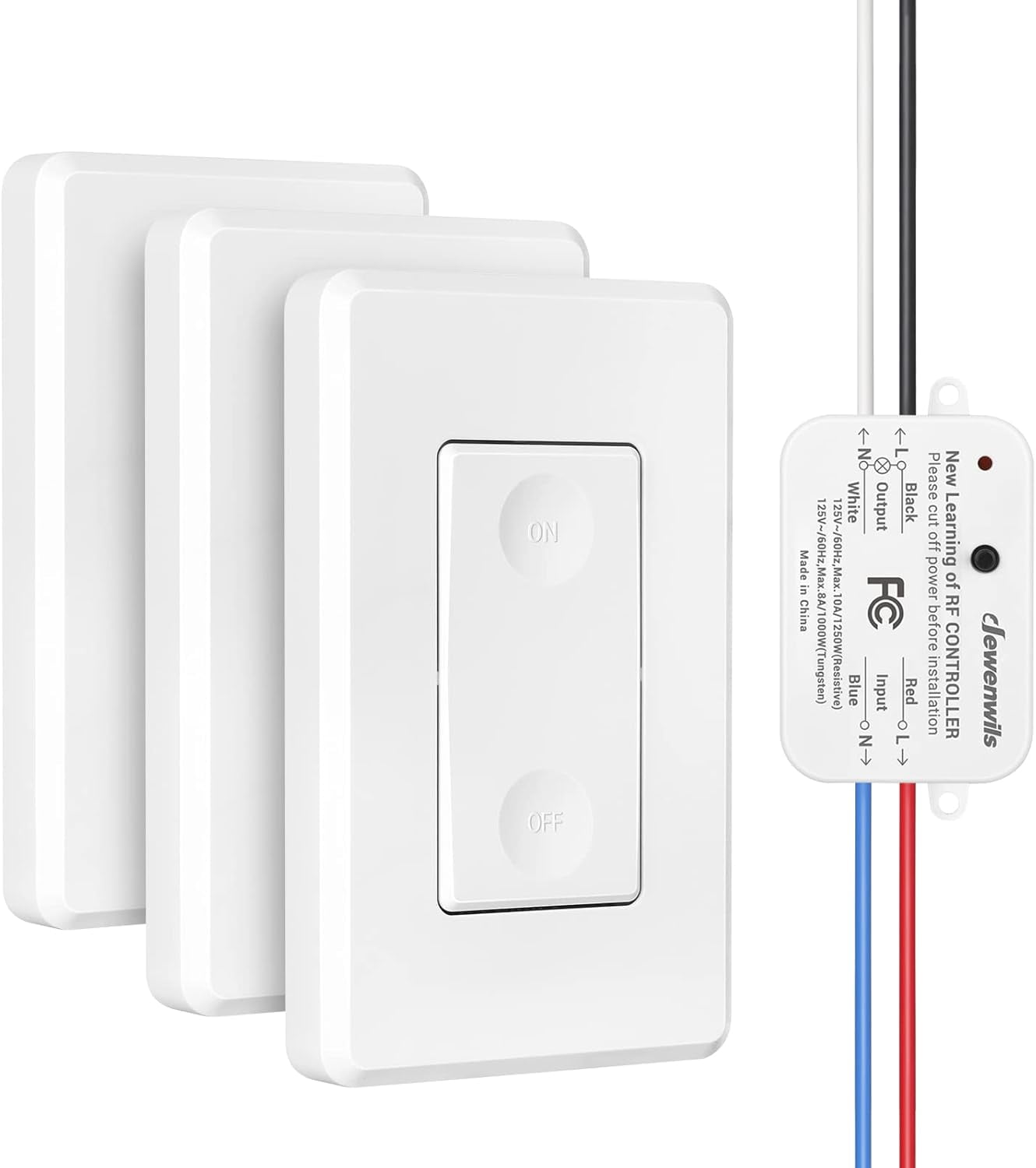UKLL-Wireless Wall Light Switch Kit, 10A/1200W, No WiFi Needed Remote ...