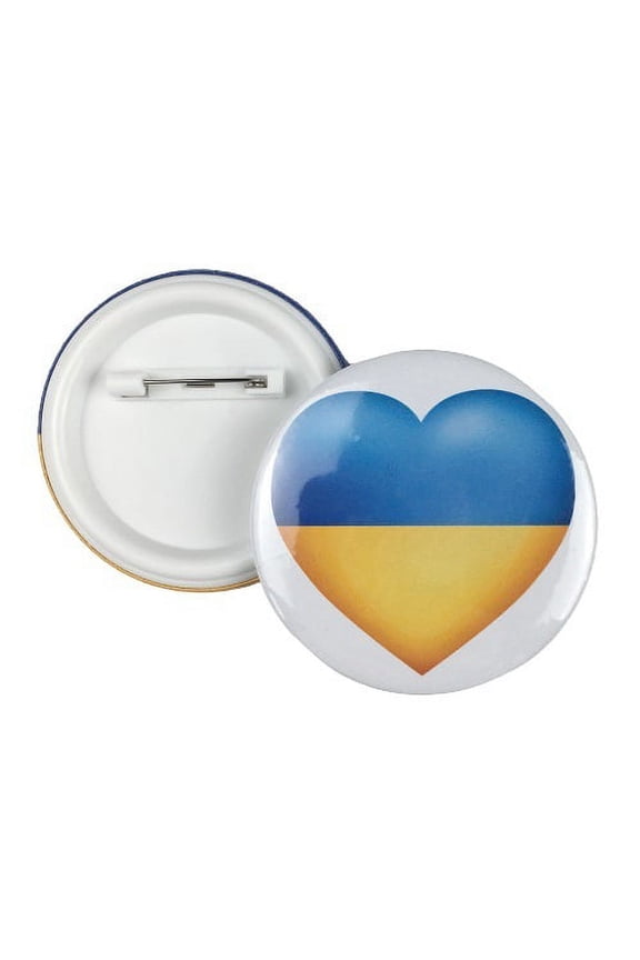 UKRAINE FLAG HEART PIN, High Quality Ukraine Brooch Badge Button Pin
