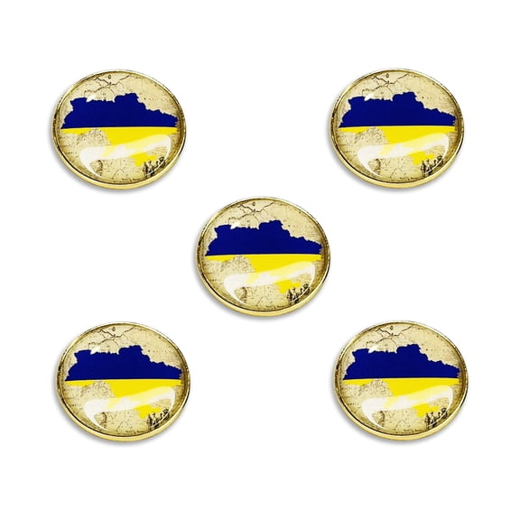 UKRAINE FLAG MAP PINS, Super Shiny Bright Ukrainian Flag Lapel Pins - 5 Pieces
