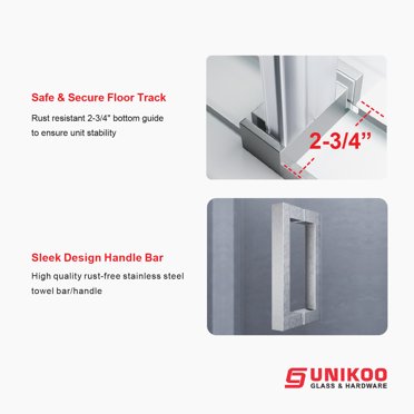 Kinrinjinlin Bathroom Shower Door Screen, 34 In. W X 74 In. H Single Panel Frameless Shower Screen With Tempered Glass, For Bathroom And Bathtub, Clear Shower Door Screen With Matte Black Rods