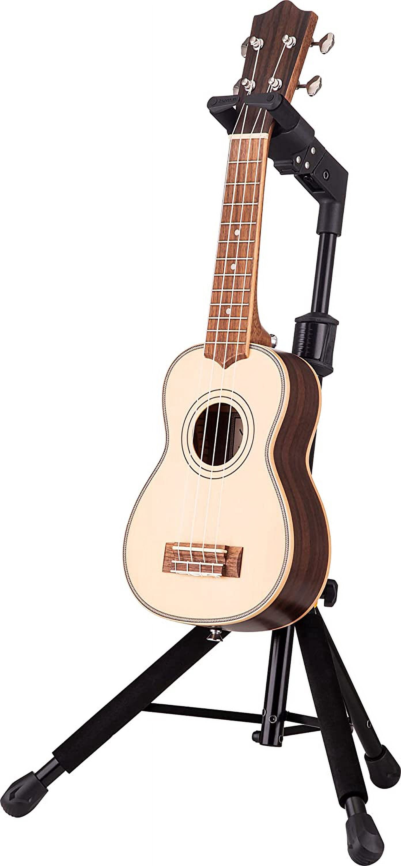 UKS100B Auto Grip Ukulele Stand - Black, Foldable Instrument Holder with Foam Padding for Soprano to Baritone
