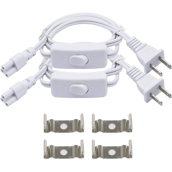 UL-LP Certification 18AWG T5 T8 LED Wire Connector Power Cord LED Tube Power Extension Cord with on/Off Swith US Plug for LED T5 T8 Light Tube Integrated Extension Cable (2-Pack 3.3FT SW)