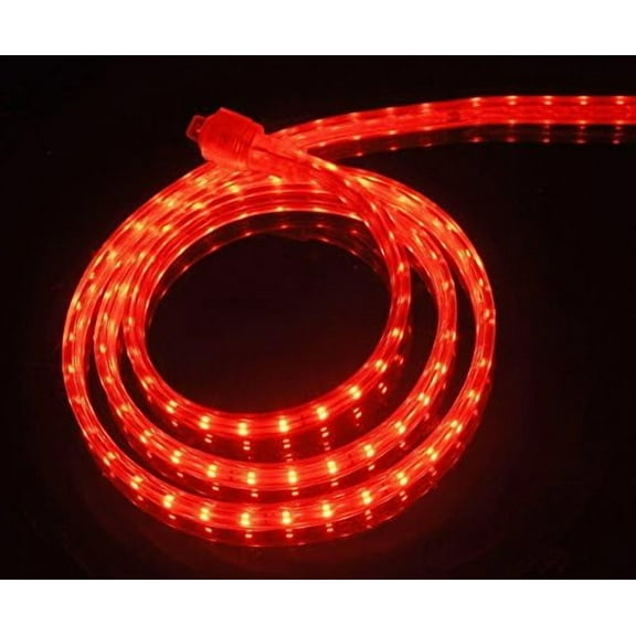 UL Listed, 100 Feet, 10100 Lumen, Red, Dimmable, 110-120V AC Flexible Flat LED Strip Rope Light, 1830 Units 3528 SMD LEDs, Indoor Outdoor Use, Accessories Included, Ready to use
