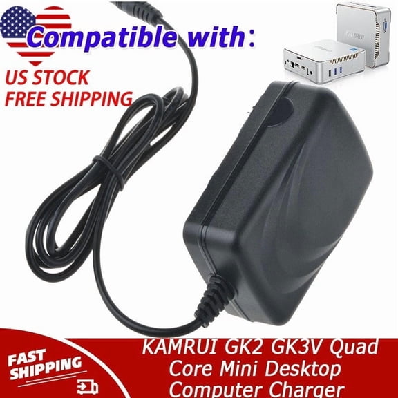 UL Listed 12V AC Charger Compatible with KAMRUI GK2 GK3V Quad Core Mini Desktop Computer