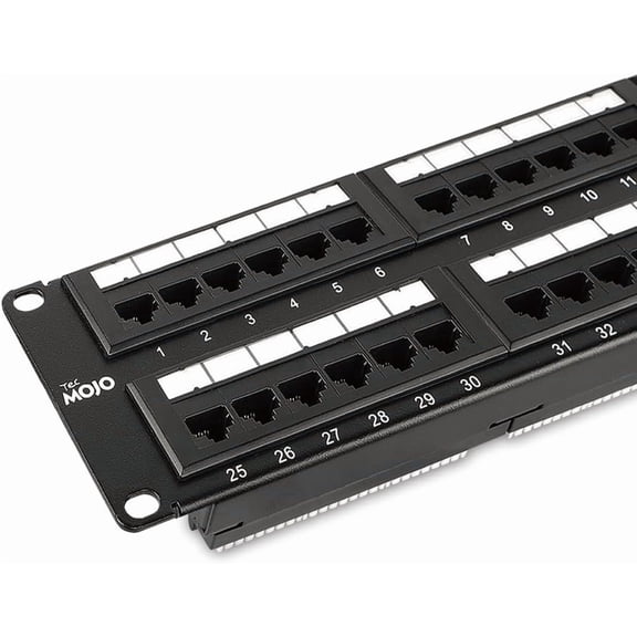 UL Listed 48 Port Cat6 Patch Panel, 2U Network Patch Panel for 19 inch Rack Mount equipments,10G Support, Unshielded