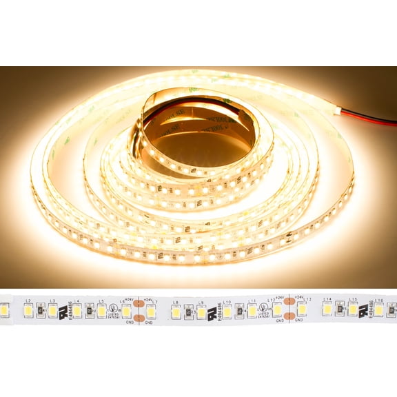 UL Listed 95 CRI LED STRIP Light 600 LED chip per roll Highest Brightness 2835 LED chip 3000K Warm White with 24v UL Listed Power Supply