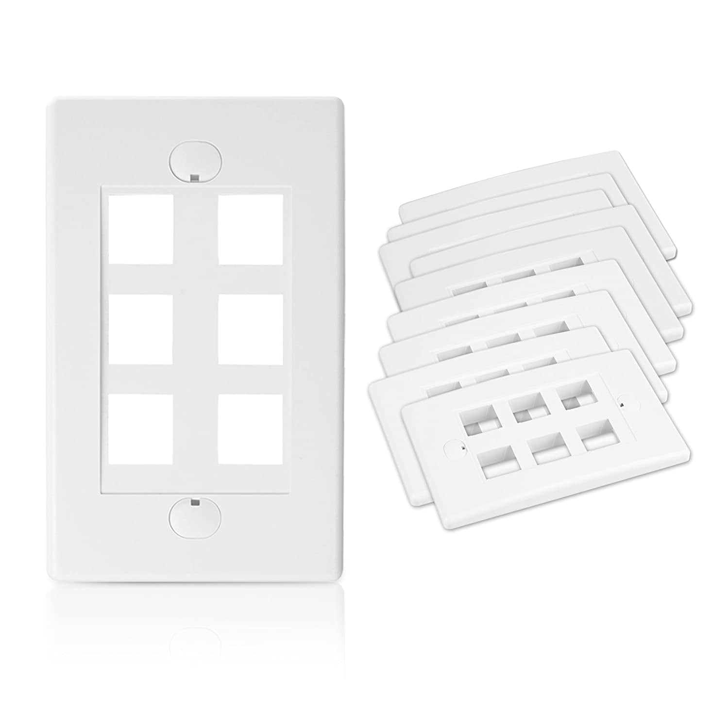 [UL Listed] Cable Matters 10-Pack 6 Port Keystone Wall Plate (Cat6 ...