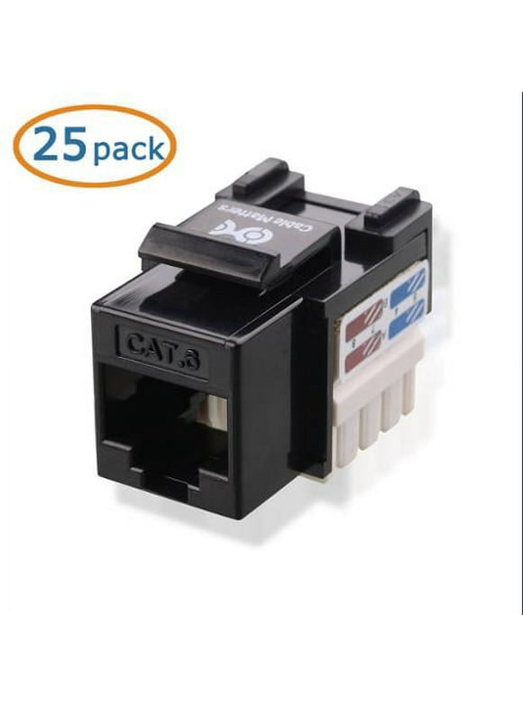 [UL Listed] Cable Matters 25-Pack Cat6 RJ45 Keystone Jack (Cat 6 / Cat6 Keystone Jack) in Black with Keystone Punch-Down Stand
