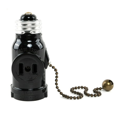 UL Listed E26 to 2 Polarized Outlet Socket Adapter Light Holder Splitter,Pull Chain Switch Control Light Bulb,Black,1-Pack price history and forecast - TWDRTDD TW-E26-2Outlet-B-01
