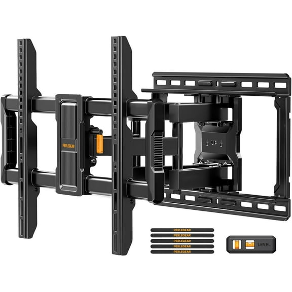 UL-Listed Full Motion TV Wall Mount for 4297 Inch Flat Curved TVs up to 132 lbs, 12/16 Wood Studs, TV Mount Bracket with Tool-Free Tilt, Swivel, Extension, Max VESA 600 x 400mm, PGLF15