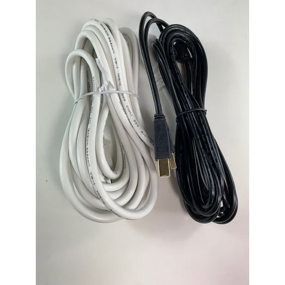 [UL Listed] OMNIHIL White 15FT AC Power Cord+15FT USB-B Cable Compatible with Canon CanoScan FS-4000US 35mm Film Scanner