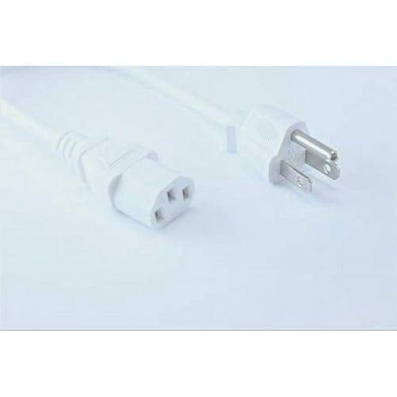 [UL Listed] OMNIHIL White 8 Feet Long AC Power Cord Compatible with BenQ PD2700U