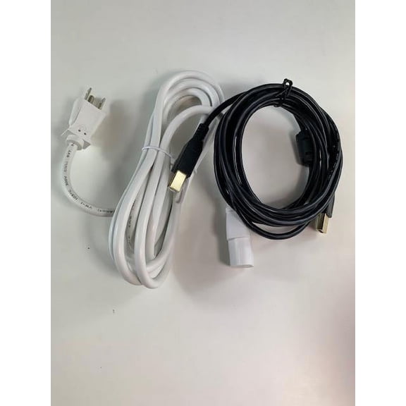 [UL Listed] OMNIHIL White 8FT AC Power Cord+8FT USB-B Cable Compatible with Canon Image FORMULA CR-180 Check Scanner M11046