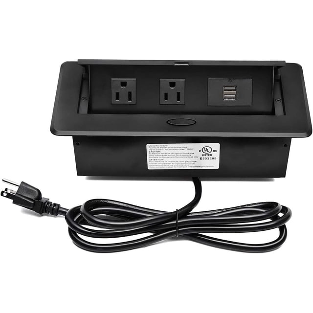 Countertop Multi Socket UL Listed Power Strip, Pop Up Power Cover Box Desktop Socket with Dual ...