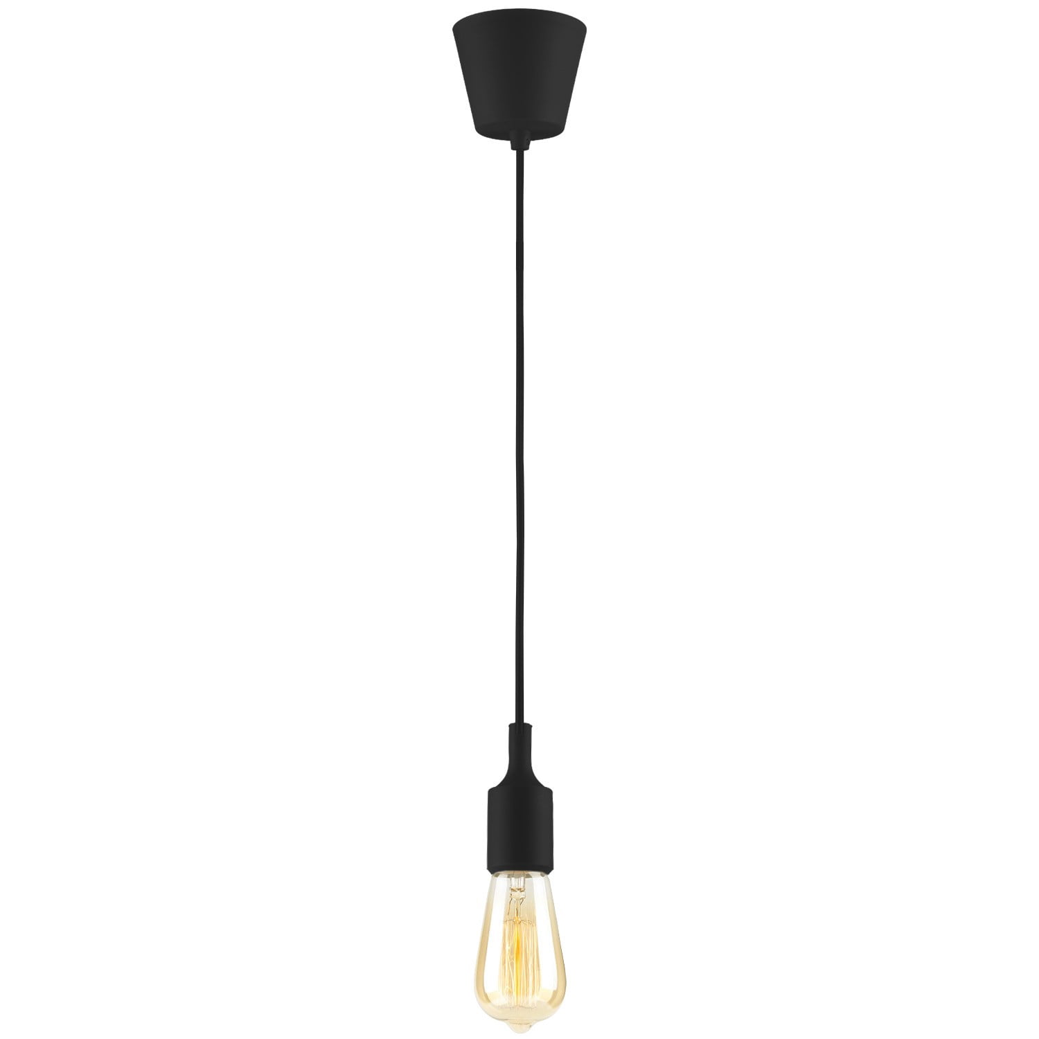 UL-listed Single Socket Pendant Light Fixture, Fabric Insulating Lamp Cord, Black