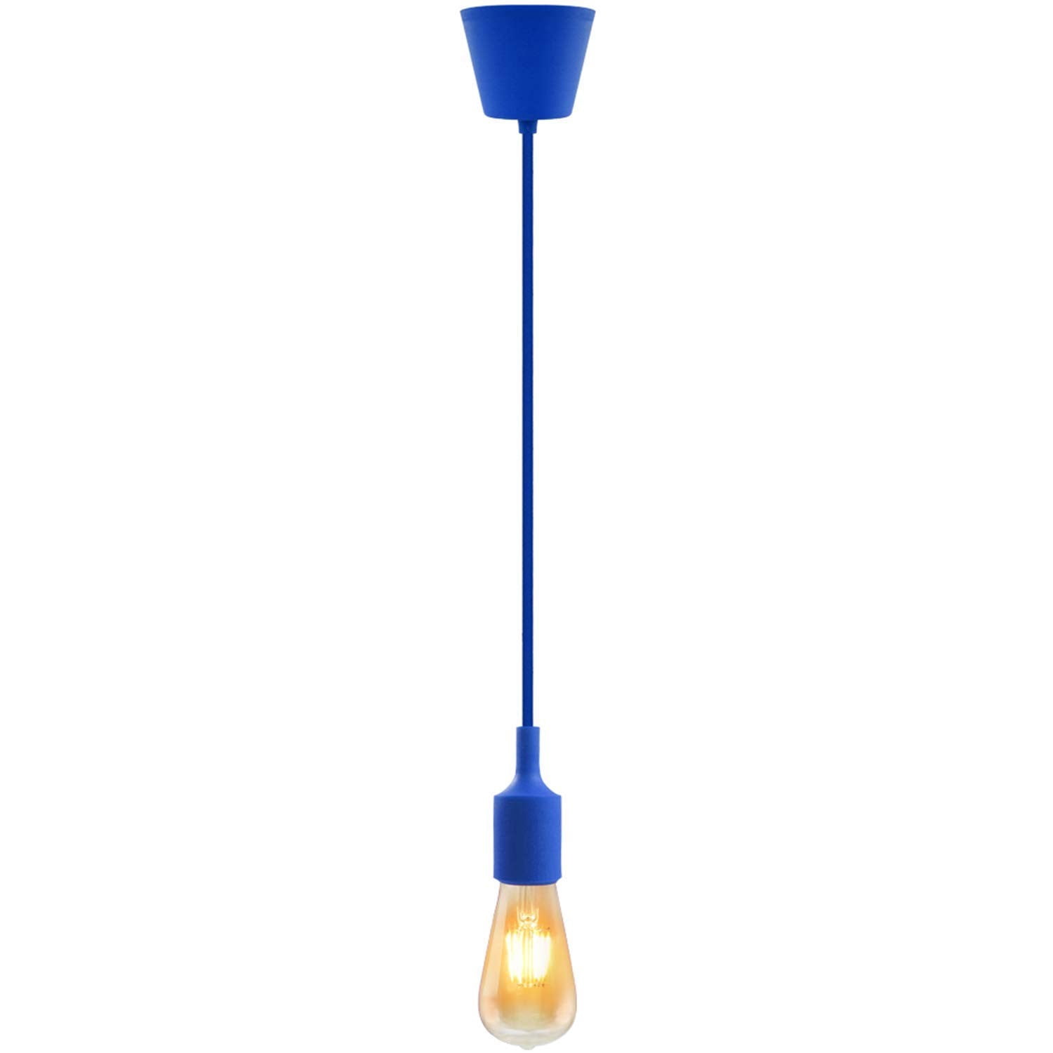 UL-listed Single Socket Pendant Light Fixture, Fabric Insulating Lamp Cord, Blue