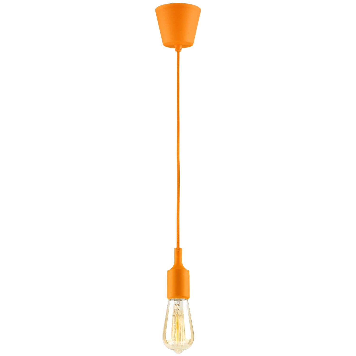 UL-listed Single Socket Pendant Light Fixture, Fabric Insulating Lamp Cord, Orange