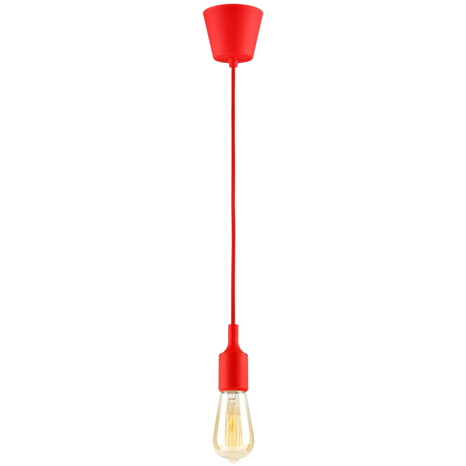 UL-listed Single Socket Pendant Light Fixture, Fabric Insulating Lamp Cord, Red