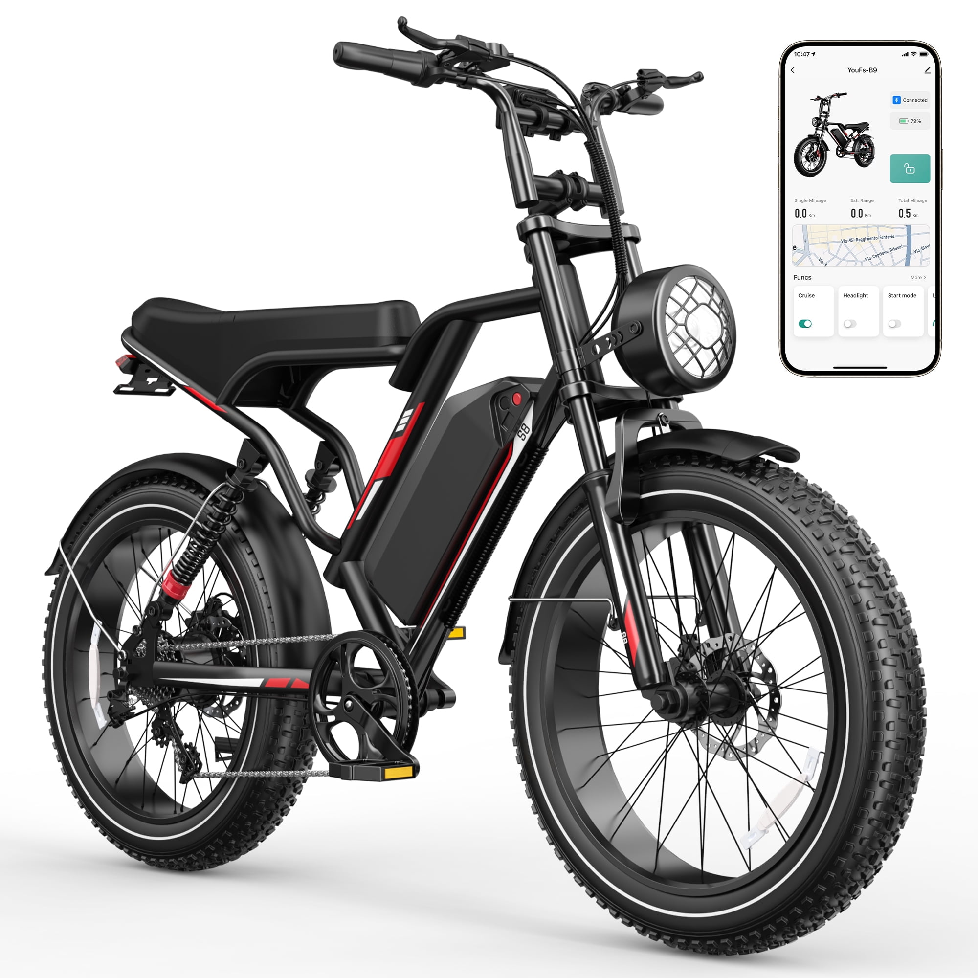 UL2849 Electric Bike for Adults - Peak 1500W Motor, 20"x4" Fat Tire,48V/17.5AH, Full Suspension, 7-Speed SHIMANO