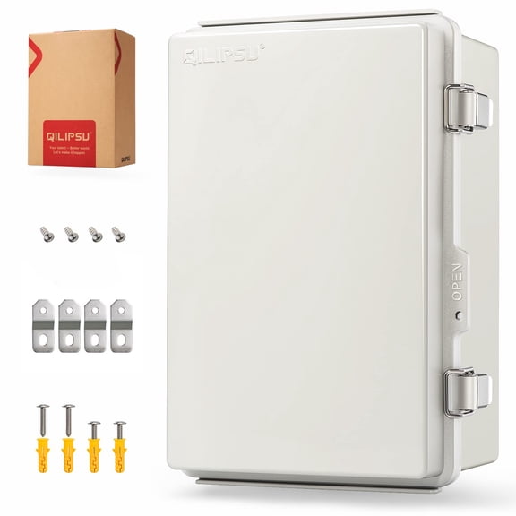 UL94-V0 Outdoor Electrical Box 11.4"x7.5"x5.5" Pro Waterproof Junction Box Weatherproof PC/ABS Alloy Plastic IP67 Project Electric Enclosure Grey Hinged Door