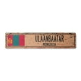 thumbnail image 1 of ULAANBAATAR MONGOLIA Vintage Plastic Street Sign Mongolian flag city country road wall gift | Indoor/Outdoor | 36" Wide, 1 of 4