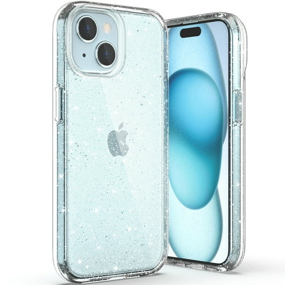 ULAK Case for iPhone 15 Plus Glitter, Clear Slim Shockproof Sturdy Phone Case for Apple iPhone 15+ Plus for Women Girls, Crystal Sparkle