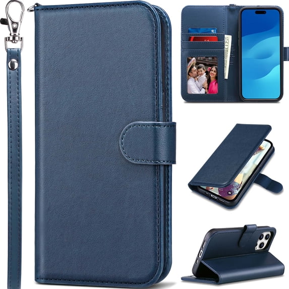 ULAK Case for iPhone 15 Pro Max Wallet, Kickstand Folio Flip Leather Phone Case with Cards Holder for Apple iPhone 15 Pro Max for Women Girls,Blue