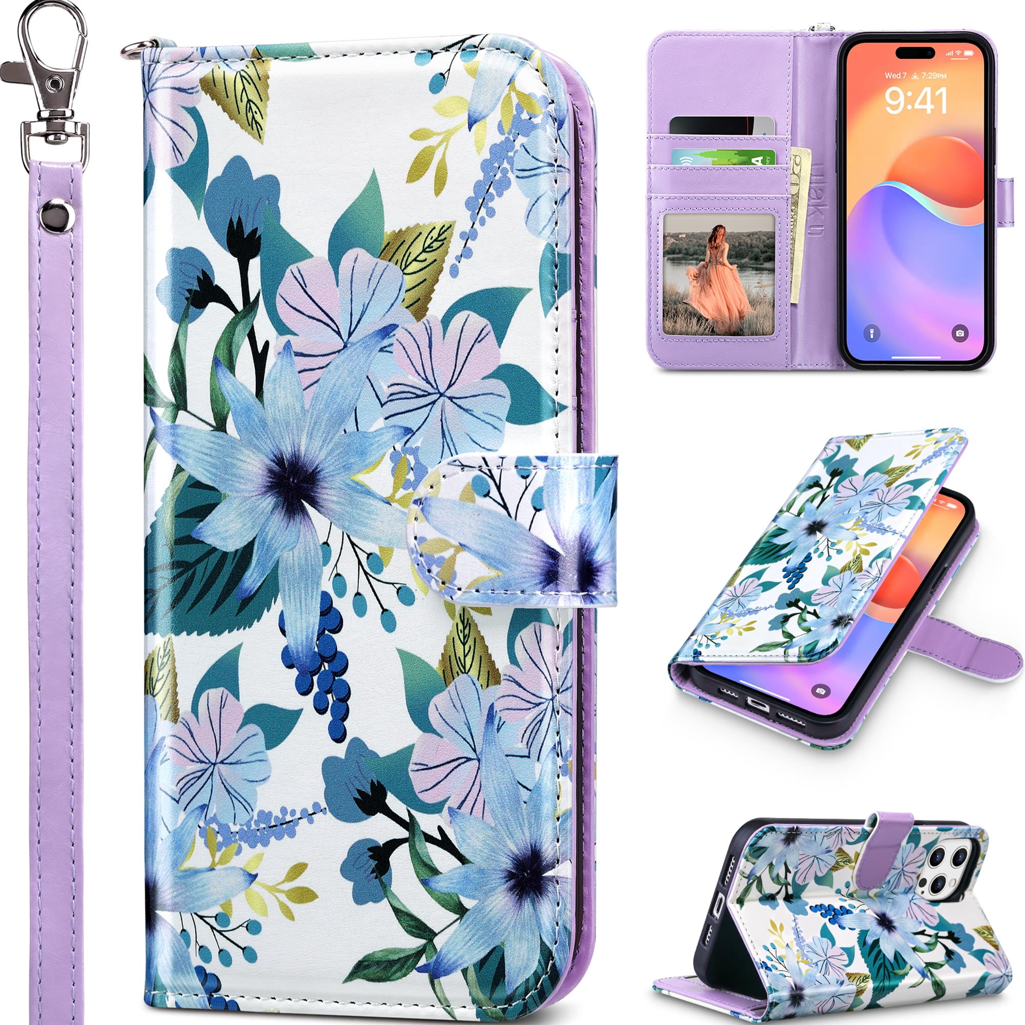 Petitian For IPhone 15 Wallet Case - Women Girls Cute Girly