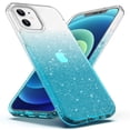 thumbnail image 1 of ULAK Clear iPhone 12 mini Case, Sparkle Slim Shockproof Rugged Bumper Phone Case for Apple iPhone 12 Mini 5.4, Sky Blue, 1 of 9