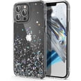 thumbnail image 1 of ULAK Glitter Case for iPhone 14 Pro Max, Clear Slim Shockproof Bumper Phone Case for Apple iPhone 14 Pro Max 2022 for Women Girls, Silver Stars, 1 of 8