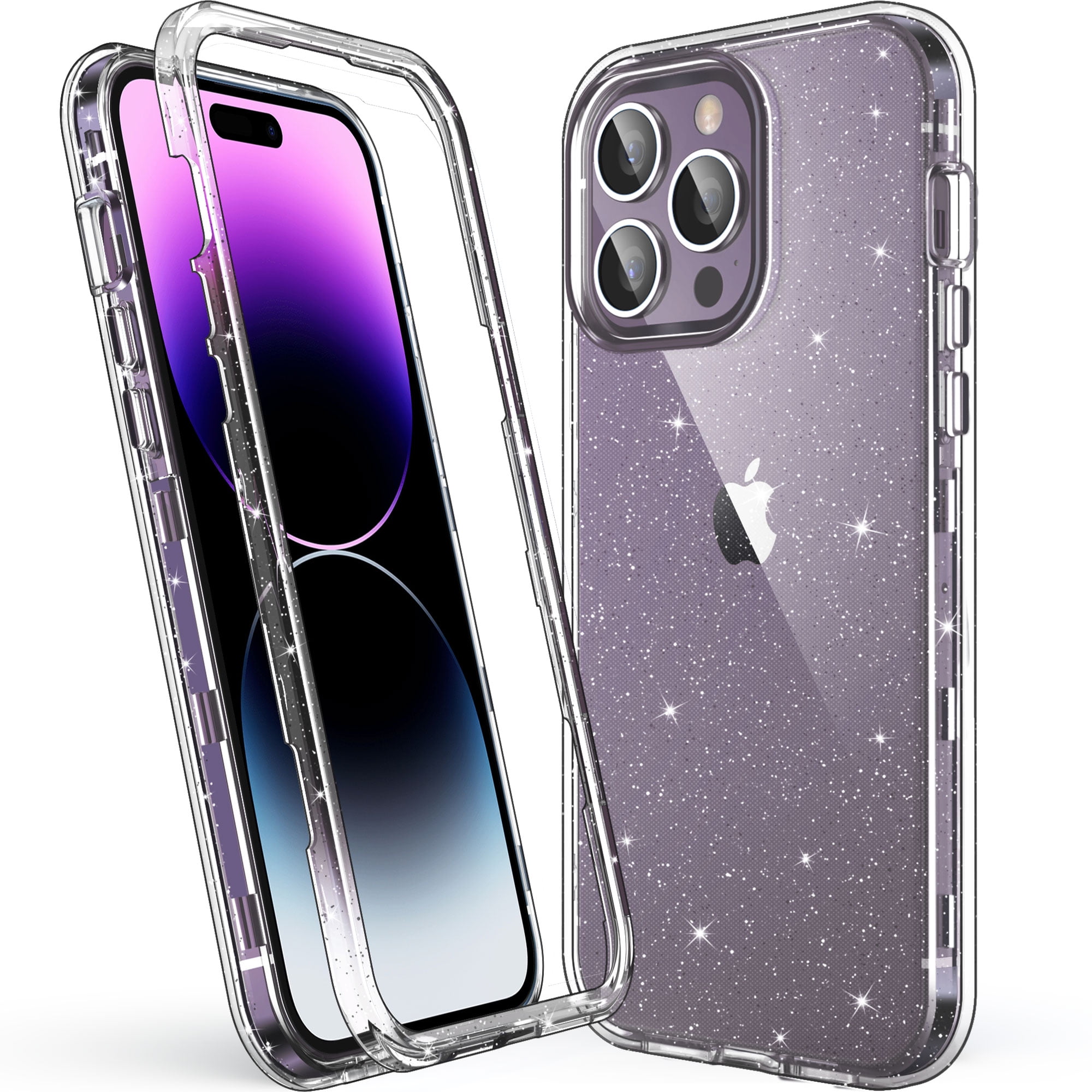  WOLLONY for iPhone 14 Clear Case Hybrid Protective Case Hard PC  Bumper Soft TPU Back Shockproof Heavy Duty Ptotection Anti-Drop Full Body  Protection Cover Clear Crystal Design for iPhone 14 6.1 