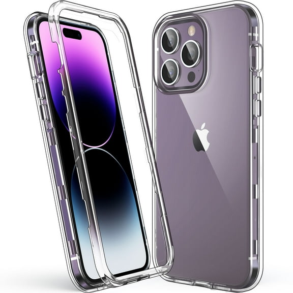 ULAK Phone Case for iPhone 14 Pro Max, Sturdy Rugged 3 in 1 Hybrid Heavy Duty Shockproof Clear Case for Apple iPhone 14 Pro Max for Men Boys, Transparent