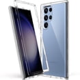 thumbnail image 1 of ULAK Samsung S23 Ultra Case Clear, 3 in 1 Heavy Duty Shockproof Sturdy Galaxy S23 Ultra 5G Phone Case for Women Men Boys Girls, Transparent, 1 of 8