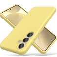 thumbnail image 1 of ULAK Samsung S24 Case for Women Girls, 3 in 1 Shockproof Sturdy Protection Bumper Liquid Silicone Phone Case for Samsung Galaxy S24 5G 6.2 inches, Yellow, 1 of 9
