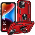 thumbnail image 1 of ULAK Sturdy iPhone 14 13 Case with Ring Kickstand, Heavy Duty Shockproof Phone Case for Apple iPhone 14 / iPhone 13 for Men Boys, Red, 1 of 10