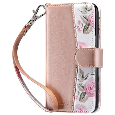 ULAK Wallet Phone Case for iPhone SE 5G 2022,iPhone SE 2020,iPhone 8 7, Shockproof Kickstand Flip Case for Apple iPhone SE 3 2 Geneneration/7/8 with Credit Card Holder for Girls Women, Pink