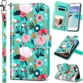 thumbnail image 1 of ULAK Wallet Phone Case for iPhone SE 5G 2022,iPhone SE 2020,iPhone 8 7,Shockproof Kickstand Flip Case for Apple iPhone SE 3 2 Geneneration/7/8 with Credit Card Holder for Girls Women,Mint Floral, 1 of 8