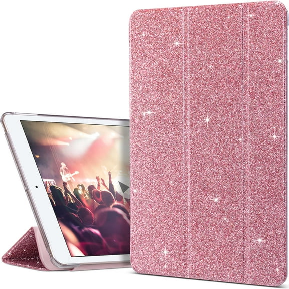 ULAK iPad 10.2 Case iPad 9th 8th 7th Generation, Slim Stand Smart Shell Shockproof Cover for Apple iPad 9 8 7 Gen 2021 2020 2019, Rose Gold Glitter
