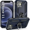 thumbnail image 1 of ULAK iPhone 11 Case with Kickstand Loop, Sturdy Heavy Duty Shockproof Phone Case for Apple iPhone 11 with  Rotating Holder Ring for Men Boys, Blue, 1 of 10