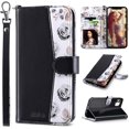 thumbnail image 1 of ULAK iPhone 11 Wallet Case for Women Girls, Flip Kickstand Cover with Card Holder Shockproof Phone Case for Apple iPhone 11 6.1 inch, Black Flower, 1 of 9