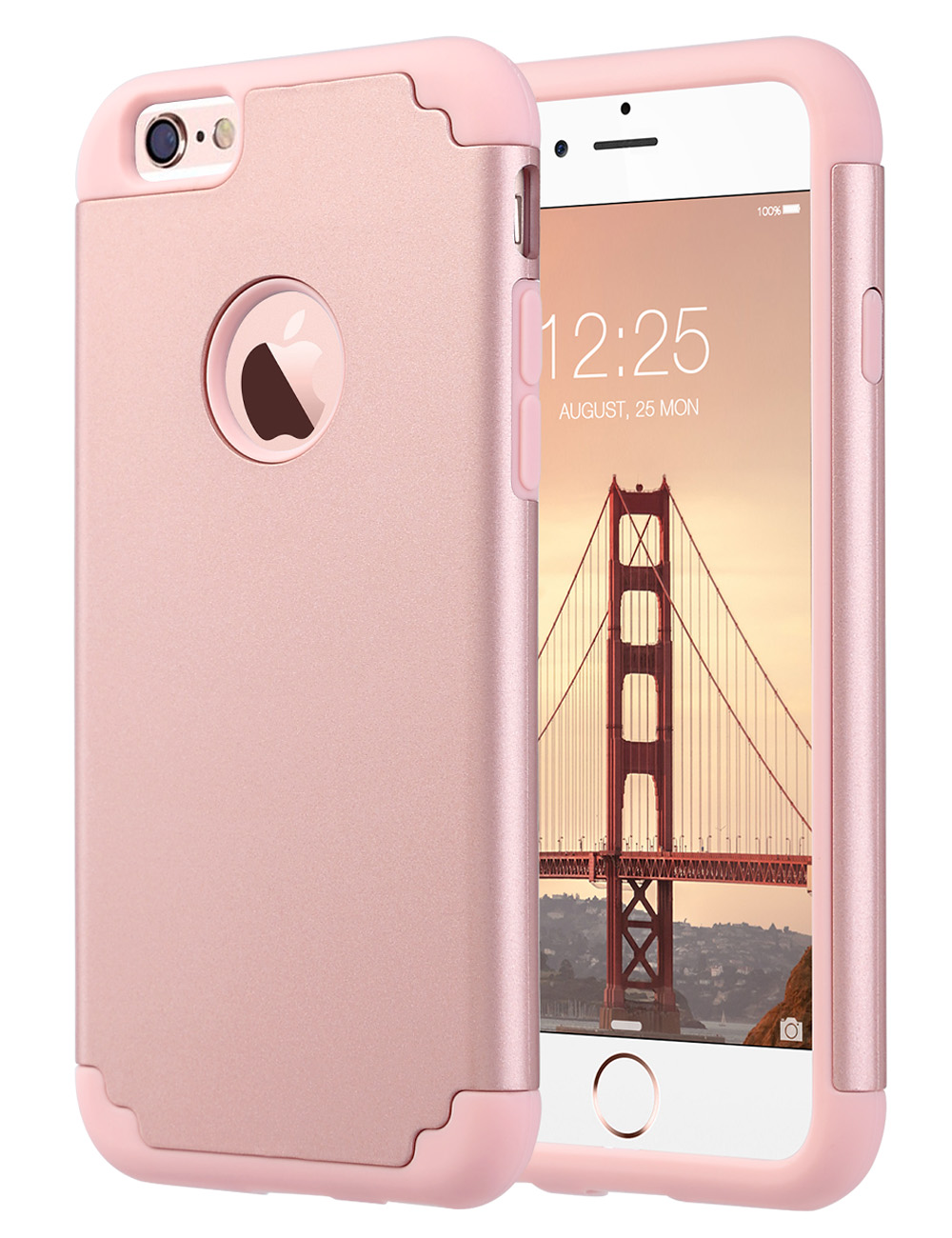 ULAK iPhone 6 Case, iPhone 6S Case, Slim Dual Layer Shockproof Bumper Phone Case for Apple iPhone 6 / 6s for Girls Women, Rose Gold - image 1 of 8