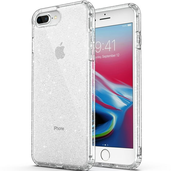 ULAK iPhone 8 Plus Case, iPhone 7 Plus Case, iPhone 6 Plus Case, Slim Glitter Shockproof Cover Phone Case for Apple iPhone 7 Plus / 8 Plus /6 Plus / 6S Plus for Women Girls, Clear Bling