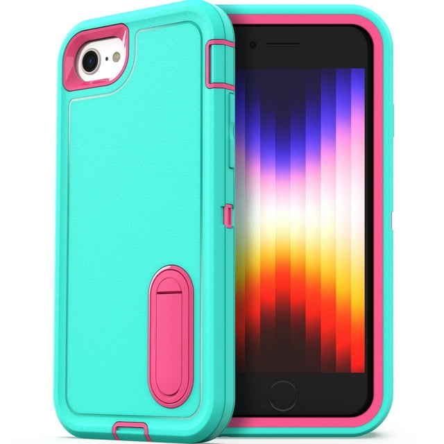 ULAK Sturdy Shockproof iPhone SE 2022/2020, 8, 7, 6 Case with Kickstand