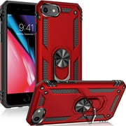 ULAK iPhone SE 3 2022 & iPhone 8 & iPhone 7 & iPhone SE 2 2020 Case for Boys Men, Heavy Duty Shockproof Sturdy Phone Case for iPhone 7/8/SE 2nd 3rd Generation 5G, Red